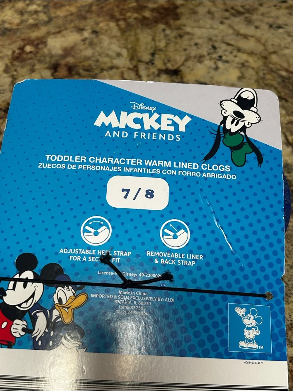 NWT Disney Mickey Mouse & Friends Fuzzy-Lined Unisex Toddler 7/8 Clogs Slip-On